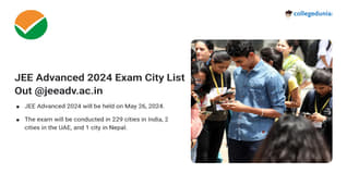 JEE Advanced 2024 Exam City List Out @jeeadv.ac.in, 3 New Cities Added; Check List Here